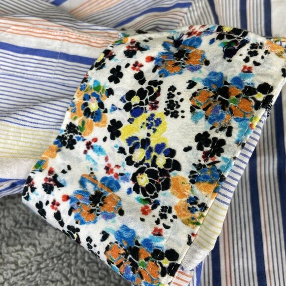 Robert Graham Men's Large Long Sleeve Striped Floral Flip Cuff Button Up Shirt - Picture 2 of 16